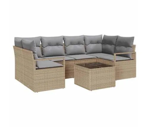 Diivanikomplekt 7 Pcs Beež Ja Hall Polürotang