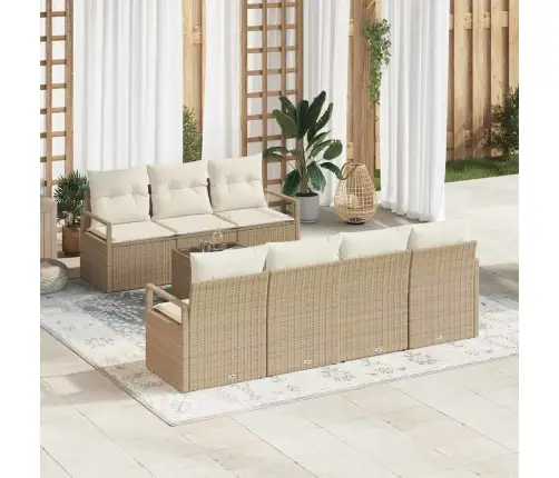 Sofos Komplektas 8 Pcs Bežinė Ir Kreminė Poliratanas