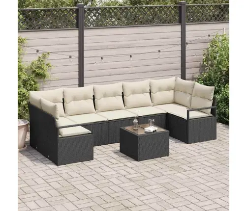 Diivanikomplekt 8 Pcs Must Ja Kreem Polürotang