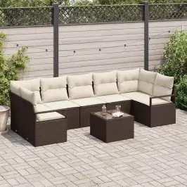 Dārza Dīvānu Komplekts 8 Pcs Brūns Un Krēma 55 X 55 X 37 Cm Vidaxl