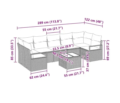 Diivanikomplekt 8 Pcs Hall Polürotang