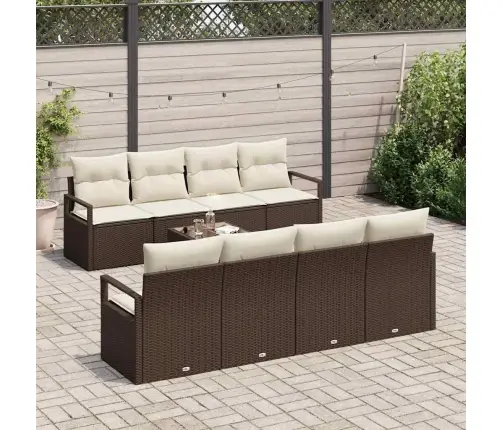 Sofos Komplektas 7 Pcs Ruda Ir Grietinėlė Poliratanas