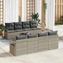 Dārza Dīvānu Komplekts 7 Pcs Gaiši Pelēka 55 X 55 X 37 Cm Vidaxl
