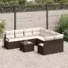 Sodo Sofų Rinkinys 9 Pcs Ruda Ir Grietinėlė 55 X 55 X 37 Cm