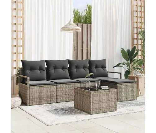 5 Gabalu Dārza Dīvānu Komplekts Ar Spilveniem Melnā Poli Rotangpalmas Vidaxl