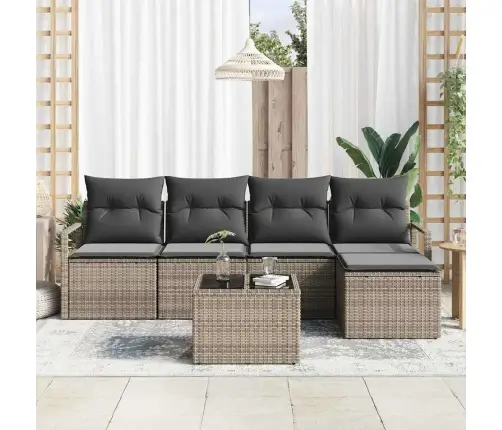 5 Gabalu Dārza Dīvānu Komplekts Ar Spilveniem Melnā Poli Rotangpalmas Vidaxl