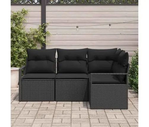 Sofos Komplektas 4 Pcs Juoda Poliratanas