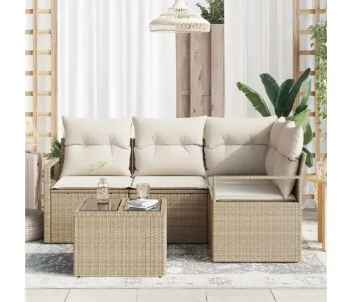 Sofos Komplektas 5 Pcs Smėlio Poliratanas