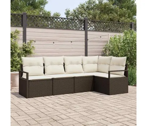 Sofos Komplektas Su Pagalve 5 Pcs Ruda Poliratanas