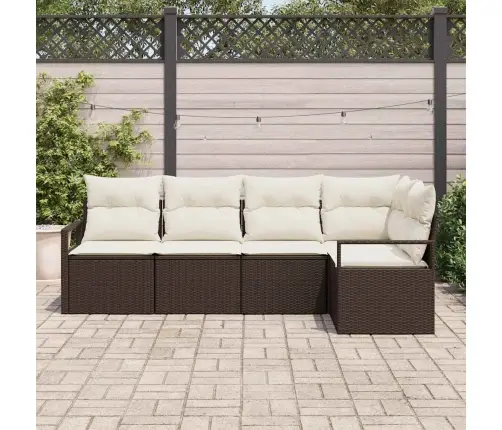 Sofos Komplektas Su Pagalve 5 Pcs Ruda Poliratanas