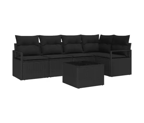 Sodo Sofų Rinkinys 6 Pcs Juoda Poli Ratanas