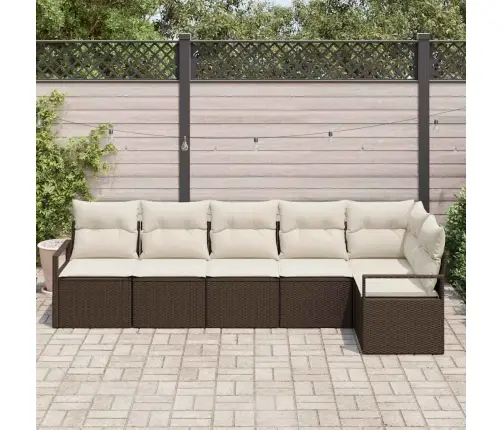 6 Daļu Dārza Dīvānu Komplekts Ar Spilveniem Brūnā Polietilēna Rotangpalmas Vidaxl