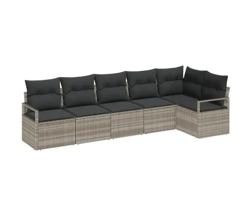 6 Vienību Dārza Dīvānu Komplekts Ar Spilveniem Gaiši Pelēks Poli Rattan Vidaxl