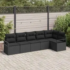 Dīvānu Komplekts 6 Pcs Melna Poliratāns Vidaxl