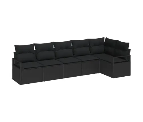 6 Gabalu Dārza Dīvānu Komplekts Ar Spilveniem Melnā Poli Rotangpalmas Vidaxl