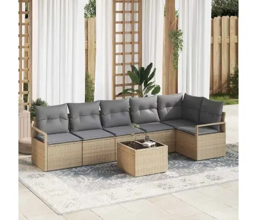 7 Daļu Dārza Dīvānu Komplekts Ar Spilveniem Melna Poli Rotangpalma Vidaxl