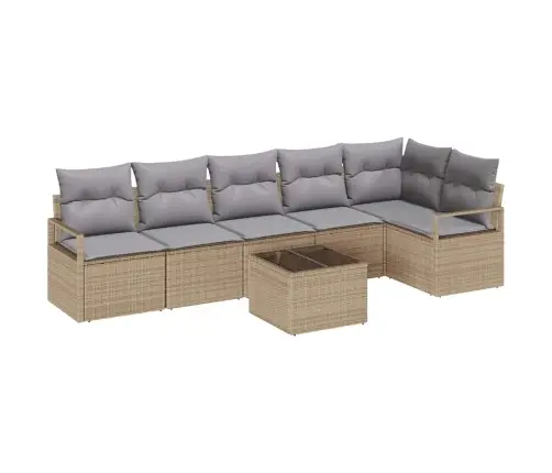 7 Daļu Dārza Dīvānu Komplekts Ar Spilveniem Melna Poli Rotangpalma Vidaxl