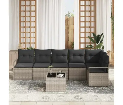 Sofos Komplektas 7 Pcs Šviesiai Pilka Poliratanas