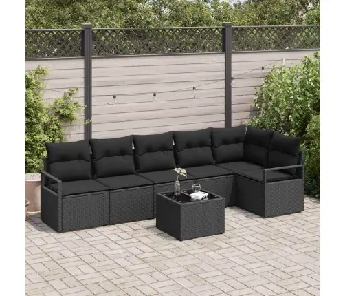 7 Daļu Dārza Dīvānu Komplekts Ar Spilveniem Bēšā Poli Rotangpalma Vidaxl