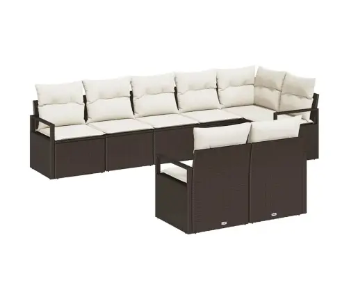 8 Daļu Dārza Dīvānu Komplekts Ar Spilveniem Brūns Poli Rotangpalma Vidaxl