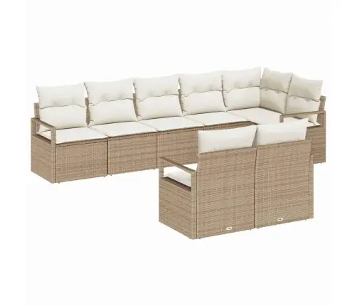 8 Daļīgs Dārza Dīvānu Komplekts Ar Spilveniem Bēšā Poli Rotangpalma Vidaxl