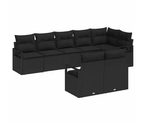 8 Daļu Dārza Dīvānu Komplekts Ar Spilveniem Melnā Poli Rotangpalmas Vidaxl