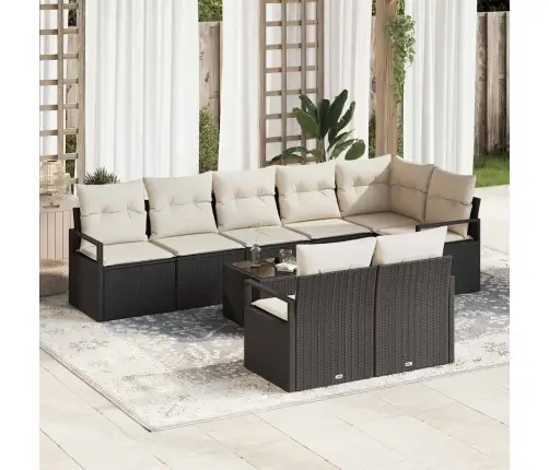 8 Daļu Dārza Dīvānu Komplekts Ar Spilveniem Brūnā Polietilēna Rotangpalmas Vidaxl