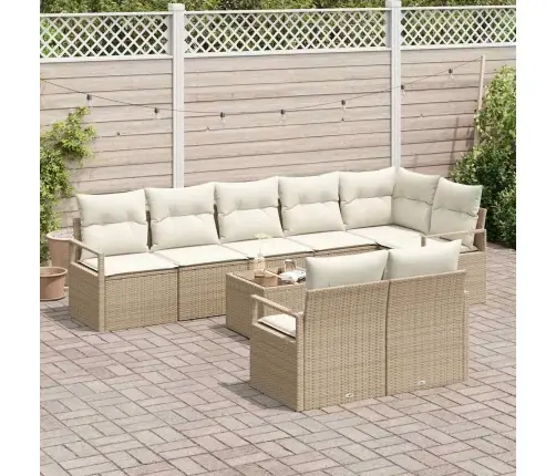 9 Gab. Dārza Dīvānu Komplekts Ar Spilveniem Brūnā Polirotanglā Vidaxl