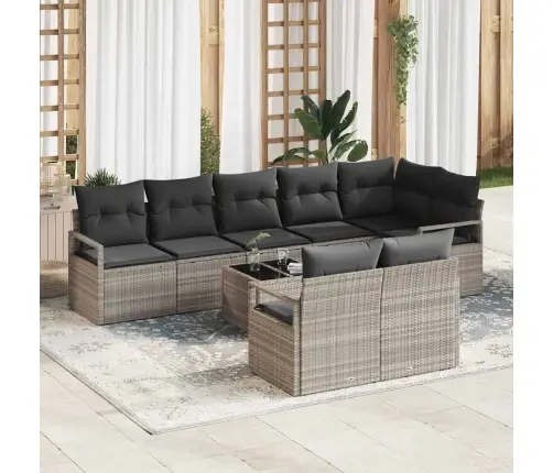 9 Gabalu Dārza Dīvānu Komplekts Ar Spilveniem Pelēkā Poli Rotangpalmas Vidaxl