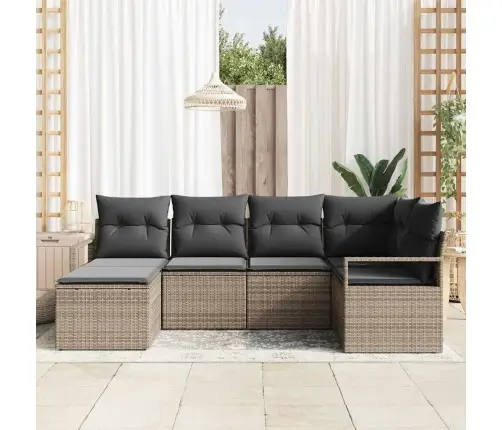 6 Gab Dārza Dīvānu Komplekts Ar Spilveniem Pelēkā Poli Rotangpalmas Vidaxl