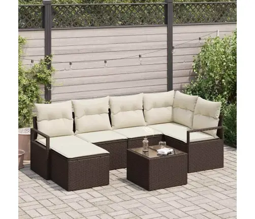 6 Gabalu Dārza Dīvānu Komplekts Ar Spilveniem Pelēks Poli Rotangpalma Vidaxl