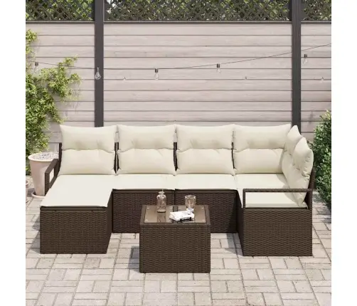 6 Gabalu Dārza Dīvānu Komplekts Ar Spilveniem Pelēks Poli Rotangpalma Vidaxl