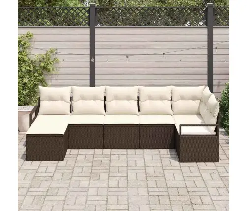 7 Daļu Dārza Dīvānu Komplekts Ar Spilveniem Brūnā Poli Rotangpalma Vidaxl