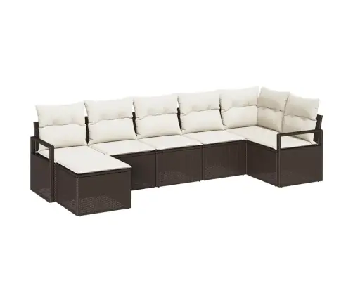 7 Daļu Dārza Dīvānu Komplekts Ar Spilveniem Brūnā Poli Rotangpalma Vidaxl