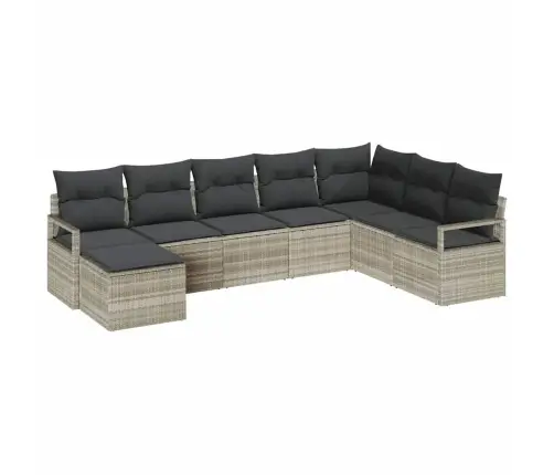 7 Daļu Dārza Dīvānu Komplekts Ar Spilveniem Gaiši Pelēks Polirotangs Vidaxl