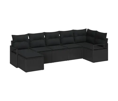 7 Daļu Dārza Dīvānu Komplekts Ar Spilveniem Melna Poliratana Vidaxl