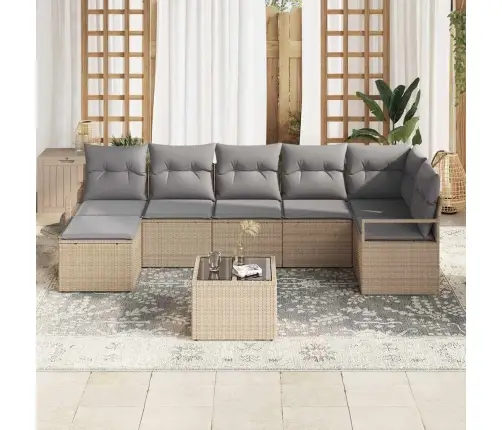 8 Daļu Dārza Dīvānu Komplekts Ar Spilveniem Melnā Poli Rotangpalmas Vidaxl