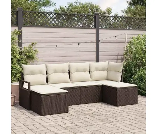 6 Gabalu Dārza Dīvānu Komplekts Ar Spilveniem Brūnā Poli Rotangpalma Vidaxl