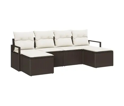 6 Gabalu Dārza Dīvānu Komplekts Ar Spilveniem Brūnā Poli Rotangpalma Vidaxl