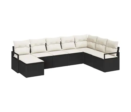 8 Daļu Dārza Dīvānu Komplekts Ar Spilveniem Melnā Polietilēna Rotangpalma Vidaxl