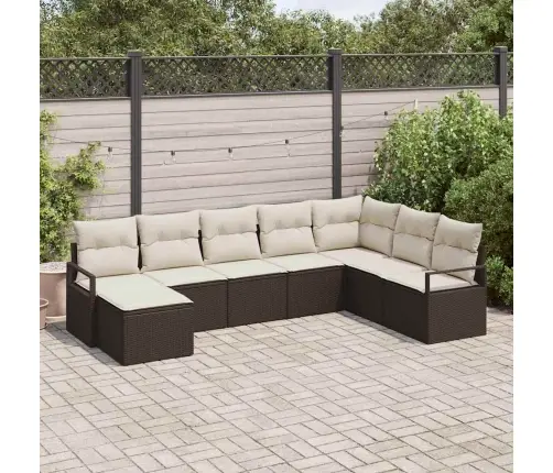 8 Gabalu Dārza Dīvānu Komplekts Ar Spilveniem Brūna Poli Ratan Vidaxl