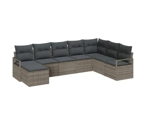 8 Gabalu Dārza Dīvānu Komplekts Ar Spilveniem Pelēks Poli Rotangpalmas Vidaxl