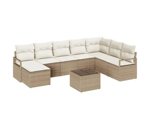 9 Daļu Dārza Dīvānu Komplekts Ar Spilveniem Brūns Poli Rotangpalma Vidaxl