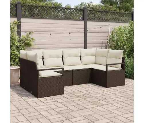 6 Daļīgs Dārza Dīvānu Komplekts Ar Spilveniem Brūna Poli Rotangpalma Vidaxl