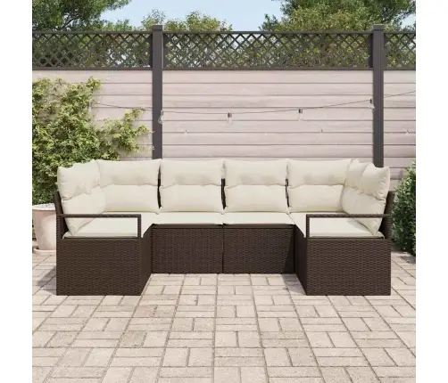 6 Daļīgs Dārza Dīvānu Komplekts Ar Spilveniem Brūna Poli Rotangpalma Vidaxl