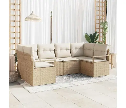 6 Daļīgs Dārza Dīvānu Komplekts Ar Spilveniem Bēšā Poli Rotangpalma Vidaxl