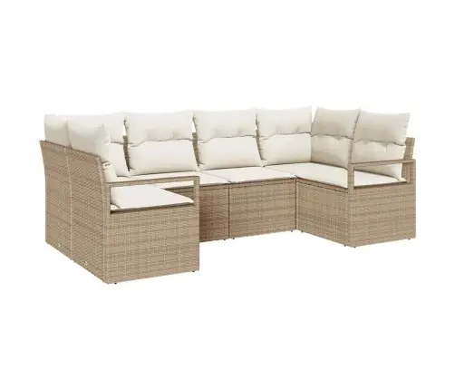 6 Daļīgs Dārza Dīvānu Komplekts Ar Spilveniem Bēšā Poli Rotangpalma Vidaxl