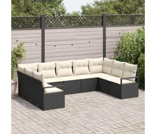 Diivanikomplekt Padjaga 9 Pcs Must Polürotang