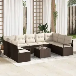 Sofos Komplektas Su Pagalve 10 Pcs Ruda Poliratanas