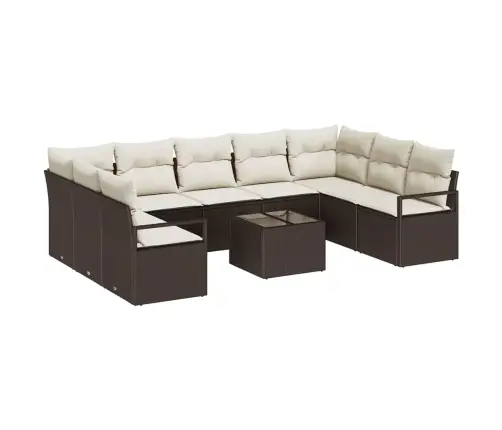 9 Daļu Dārza Dīvānu Komplekts Ar Spilveniem Pelēkā Poli Rotangpalma Vidaxl